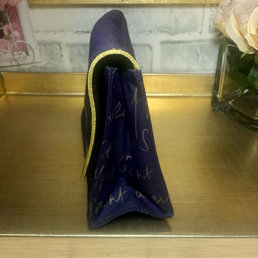 Yves Saint Laurent Purple and Gold Script Parfum Cosmetics Pouch - Picture 3 of 10